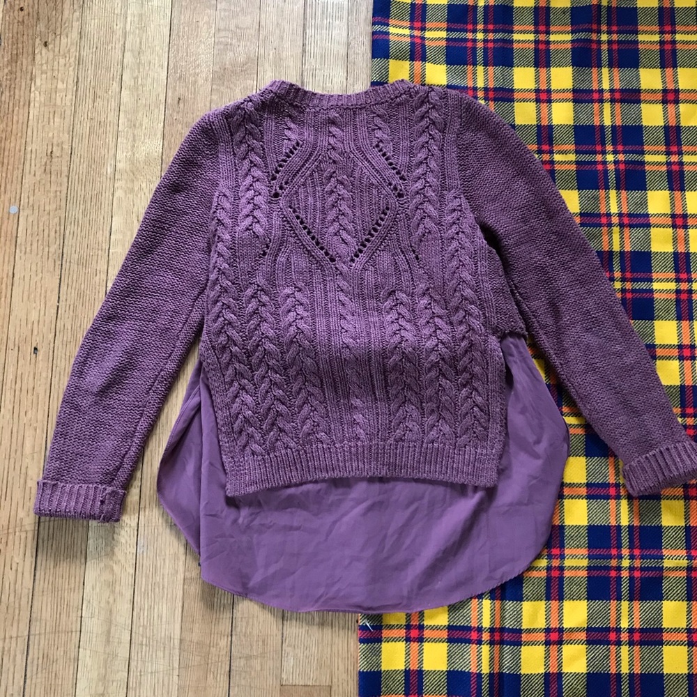 Anthro Moth Ella Cable Knit Sweater Shirt Layered - Picture 7 of 8